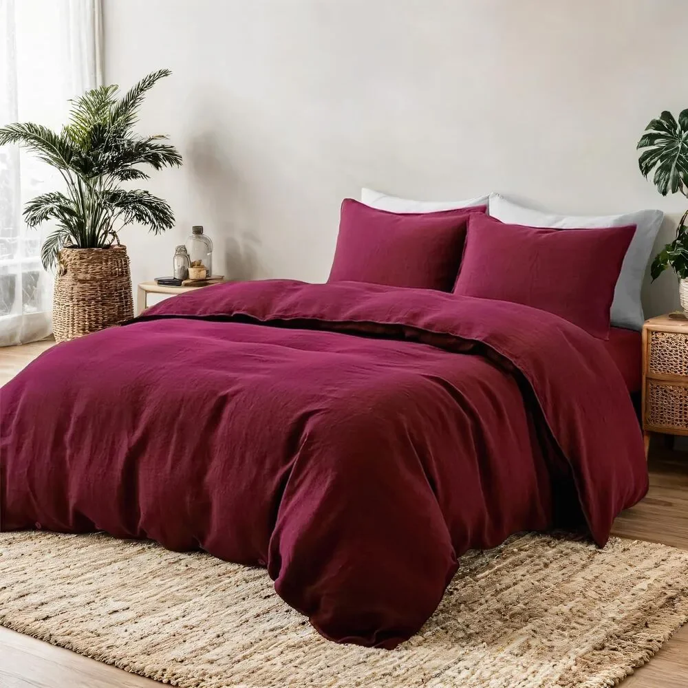 New FEDALI HOME Burgundy Red Duvet Cover Queen Size - Extra Cozy Bedding